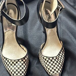 Michael Kors Black and Cream Houndstooth Heels
